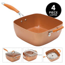 1 of 1:Kitchen Details Non-Stick Copper Glider 4-Piece Deep Frying Cookware Set, 9.4x9.4x2.5 Inches 