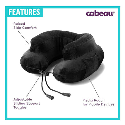 4 of 5:Cabeau Air Evolution Inflatable Travel Neck Pillow with Pouch and Cover, Black 