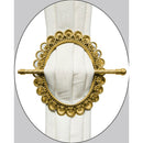 1 of 1:Premius Oval With Diamond Decorative One Pair Curtain Tie Back, Gold, 7x6 Inches 
