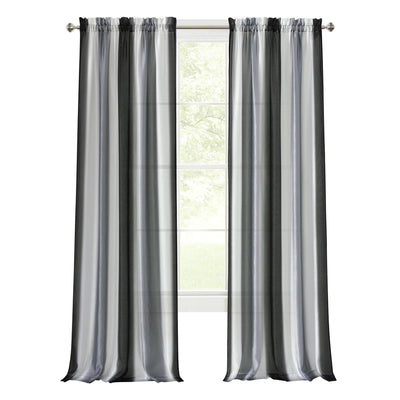 2 of 4:Spectrum Textured Sheer Rod Pocket Panel, Black-Silver, 50x84 Inches 