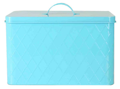 2 of 5:Boîte à pain vintage Home Basics en étain, motif losanges, turquoise, 33,5 x 21,5 x 25,4 cm 