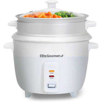1 of 9:Maxi-Matic Elite Gourmet Rice Cooker With Steam Tray, White, 16 Cup 