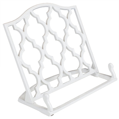 1 of 7:Home Basics - Soporte para libros de cocina de celosía marroquí de hierro fundido, color blanco, 10.5 x 5.5 x 9 pulgadas 