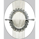 1 of 1:Premius Oval With Diamond Decorative One Pair Curtain Tie Back, Silver, 7x6 Inches 