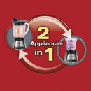 2 of 8:Licuadora 2 en 1 Hamilton Beach Power Elite Glass con picadora, acero inoxidable, color negro 