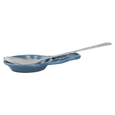 8 of 10:Repose-cuillère en fonte Home Basics Iris Collection, bleu ardoise 