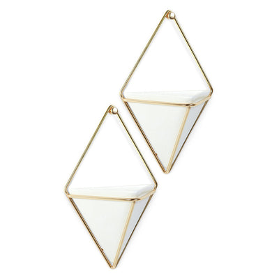 1 of 2:Umbra Trigg Maceta de pared geométrica colgante, 2 piezas, dorado, 4.5 x 7 x 2 pulgadas 