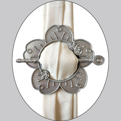 1 of 1:Premius Flower Diamond - Corbata decorativa para cortina, un par, plateado, 7.5 x 7.5 pulgadas 
