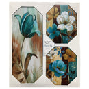 1 of 1:Premius 3-Piece Floral Canvas Wall Art, Blue-Brown, 23x19 Inches Overall 