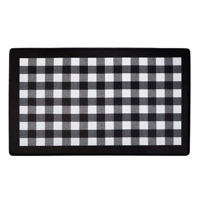 3 of 3:Buffalo Check Decorative Anti-Fatigue Mat, Black-White, 18x30 Inches 