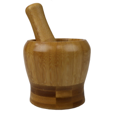 3 of 5:Home Basics Rustic No-Spill Bamboo Mortar and Pestle, Natural, 4x4 Inches 