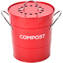 1 of 8:Composteur de cuisine en acier Spigo avec filtre à charbon ventilé et seau, rouge, 1 gallon 