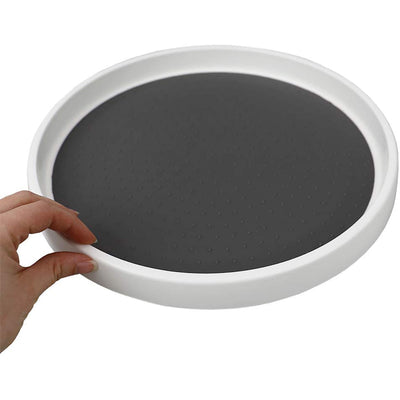 4 of 4:Home Basics Rubber Lined Large Plastic Turntable, White, 12x12x1.5 Inches 