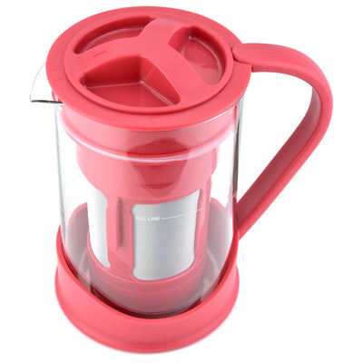 6 of 6:Cafetière à infusion froide Spigo avec pichet en verre borosilicaté, rouge, 1 litre, 8 x 5 pouces 