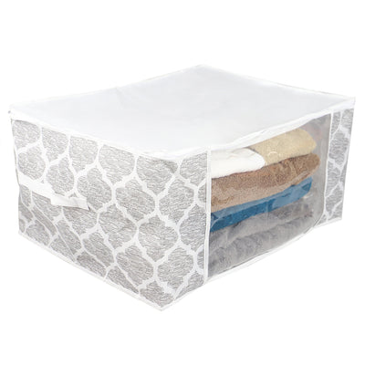 5 of 6:Home Basics Arabesque Non-Woven Blanket Bag with See-through Window, White 