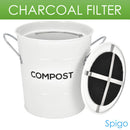 8 of 8:Spigo Steel Kitchen Compost Bin With Vented Charcoal Filter and Bucket, White, 1 Gallon 