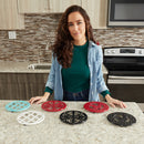 9 of 10:Home Basics Iris Collection Cast Iron Trivet, Slate Blue 