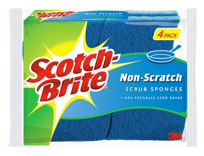 1 of 1:Éponge nettoyante anti-rayures Scotch-Brite, lot de 4, bleue 