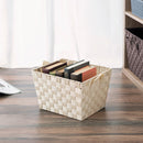 2 of 3:Home Basics Polyester Woven Strap Storage Basket, Ivory, Medium, 12x10x8 Inches 