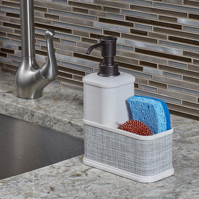 2 of 4:Home Basics Plastic Soap Dispenser with Sponge Caddy, Ivory, 13.5 Ounces 