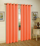 1 of 5:Panneau de fenêtre à œillets en fausse soie Melanie, corail, 55 x 95 pouces 