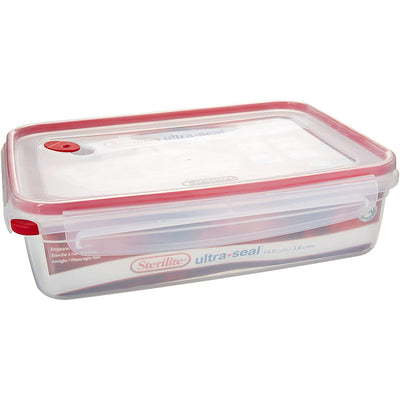 1 of 1:Sterilite Rectangle UltraSeal Food Storage Container, Rocket Red-Clear, 16 Cups 