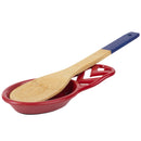 4 of 8:Home Basics Cast Iron Chevron Design Spoon Rest, Red, 7.5x3.5x1.3 Inches 