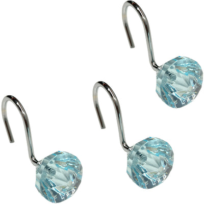 1 of 1:Popular Bath Claude Metal-Acrylic Shower Curtain Hooks, Aqua, 12 Pack 