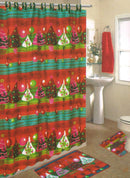 1 of 1:Christmas Santa Hat Printed 15-Piece Bath Rug Set, Red-Green, 18x30 