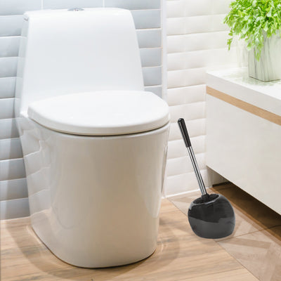 2 of 2:Bath Bliss Ceramic Dome Toilet Brush & Holder in Black 