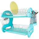 4 of 7:Home Basics 2 Tier Plastic Dish Drainer, Turquoise 