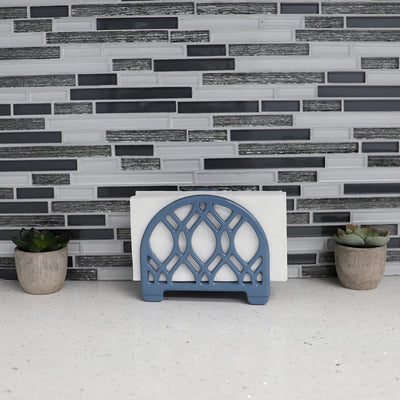 5 of 8:Home Basics Iris Collection Cast Iron Napkin Holder, Slate Blue 