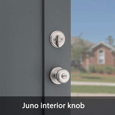 3 of 8:Kwikset Montara Single Cylinder Handleset With Juno Knob Featuring SmartKey, Satin Nickel 