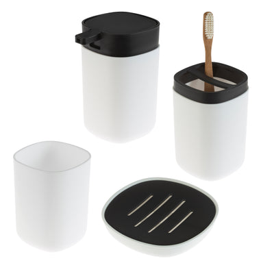 1 of 4:Bath Bliss 2 Tone Contemporary 4 Piece Bathroom Ensemble, Black & White 
