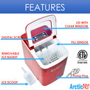 3 of 7:Máquina para hacer hielo digital portátil Arctic-Pro, roja, hace 2 tamaños de hielo 