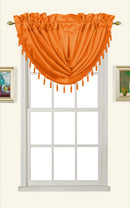 1 of 1:Cenefa de cascada con bolsillo para barra de seda sintética Melanie con borlas, naranja, 58x37 