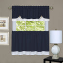 4 of 4:Ensemble de rideaux de cuisine Darcy 3 pièces, cantonnière et volants, bleu marine et blanc, 58 x 14 et 58 x 36 