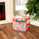 5 of 5:Home Basics Zippered Christmas Light Organizer, Red, 12.6x11x11 Inches 