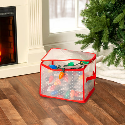 5 of 5:Home Basics Zippered Christmas Light Organizer, Red, 12.6x11x11 Inches 