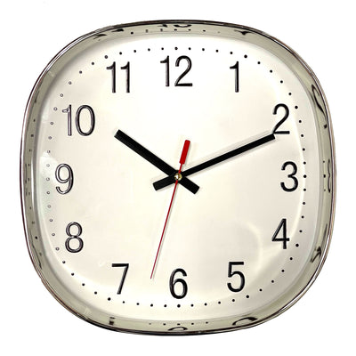 1 of 1:Harko Round Square Wall Clock, Silver, 11 Inches 