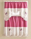1 of 1:Noble Grape Embroidered Kitchen Curtain Set, Purple, Tier 30x36, Valance 60x36 Inches 