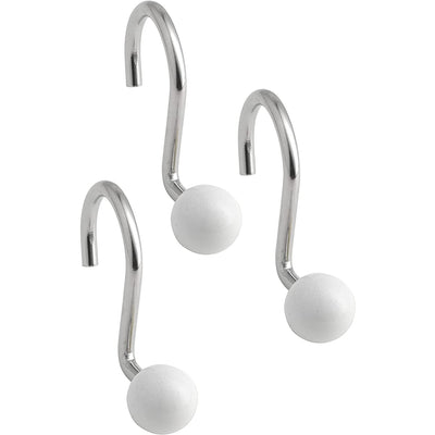 1 of 2:Popular Bath Ball Metal Shower Curtain Hooks, White, 12 Pack 