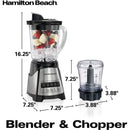 8 of 8:Licuadora 2 en 1 Hamilton Beach Power Elite Glass con picadora, acero inoxidable, color negro 