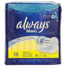 1 of 1:Almohadillas sanitarias regulares Always Maxi Rapid Dry con alas flexibles - 18 unidades 