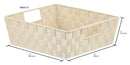 3 of 3:Panier de rangement Home Basics en polyester tissé, grand format, ivoire, 38 x 33 x 12,7 cm 