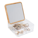 1 of 4:Simplify 3 Compartment Clear Organizer with Bamboo Lid & Mirror 
