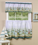 3 of 3:Hamptons Printed Kitchen Curtain Tiers & Valance Set, 58x13 & 58x36 Inches 