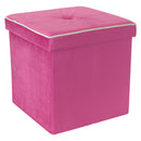 1 of 4:Simplify Collapsible Velvet Storage Ottoman in Pink 