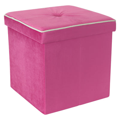 1 of 4:Simplify Collapsible Velvet Storage Ottoman in Pink 