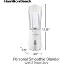 5 of 7:Hamilton Beach Smoothie Blender With 2 Travel Jars and Lids, White 